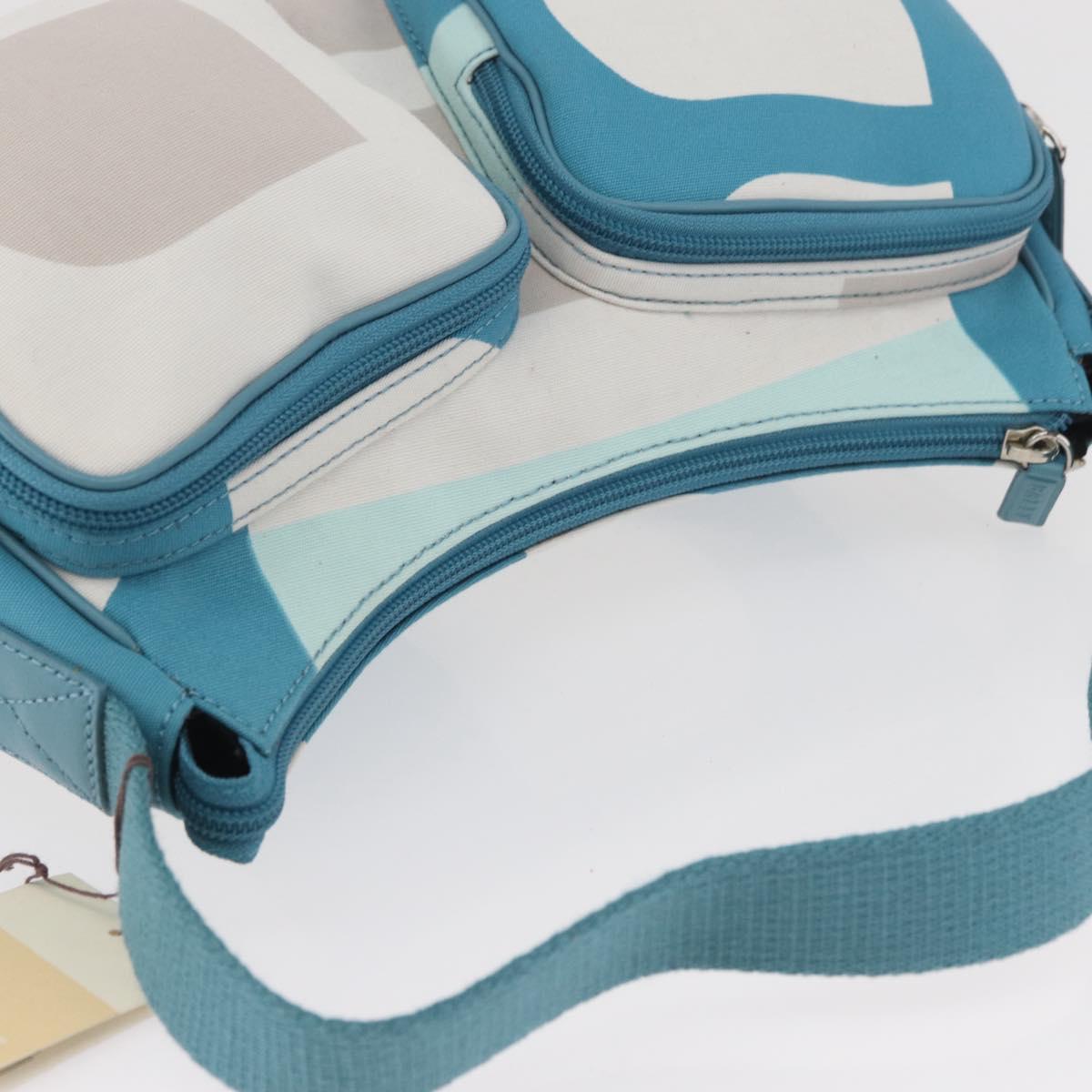 BALLY Shoulder Bag Canvas Baby Blue Silver Auth am11137A