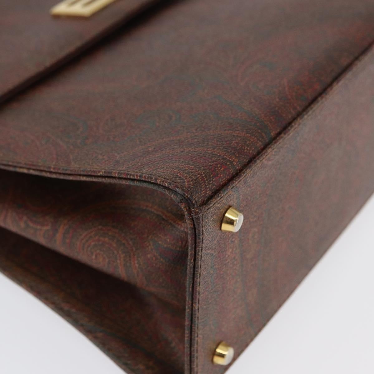 ETRO Paisley Hand Bag PVC Bordeaux Gold Auth am11139