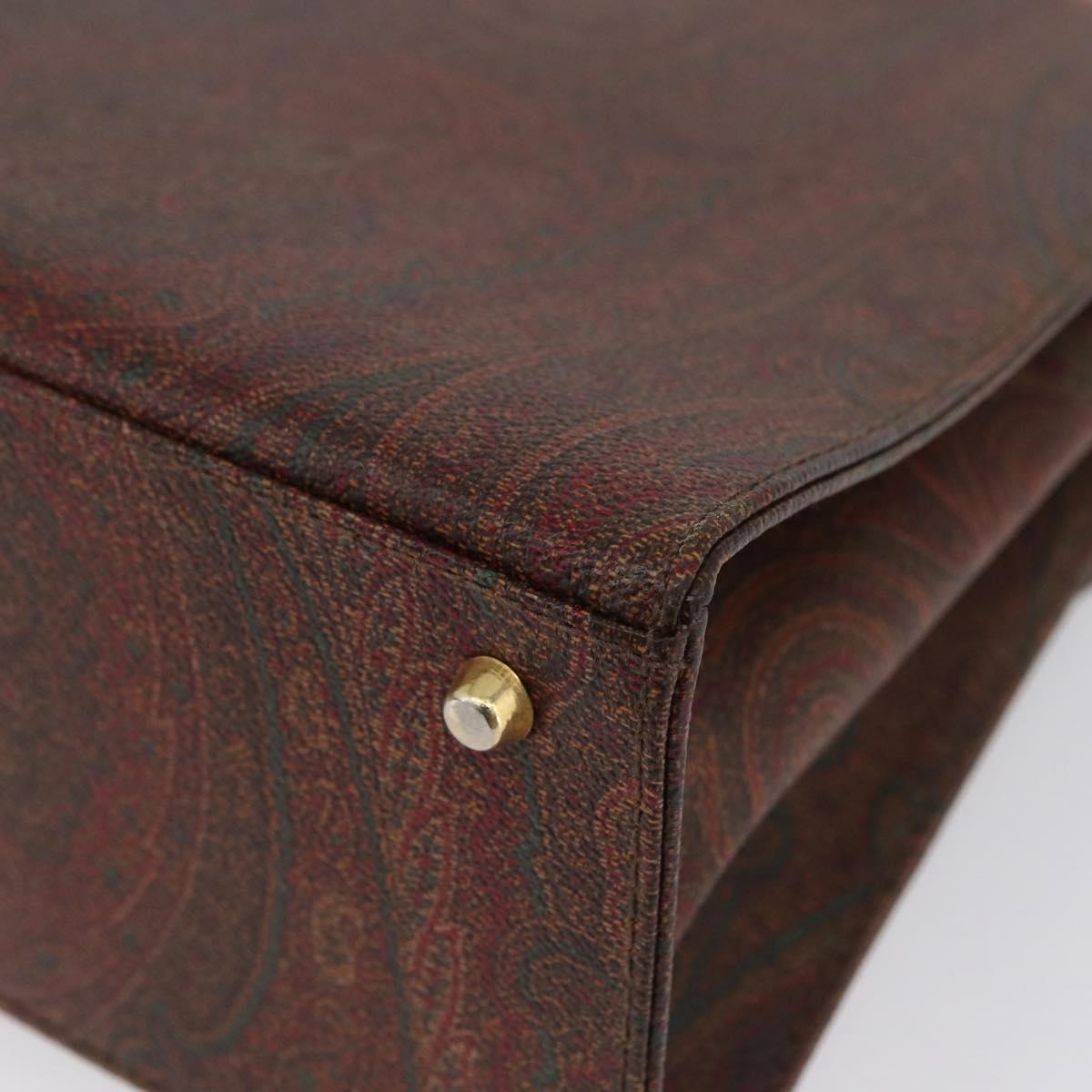 ETRO Paisley Hand Bag PVC Bordeaux Gold Auth am11139