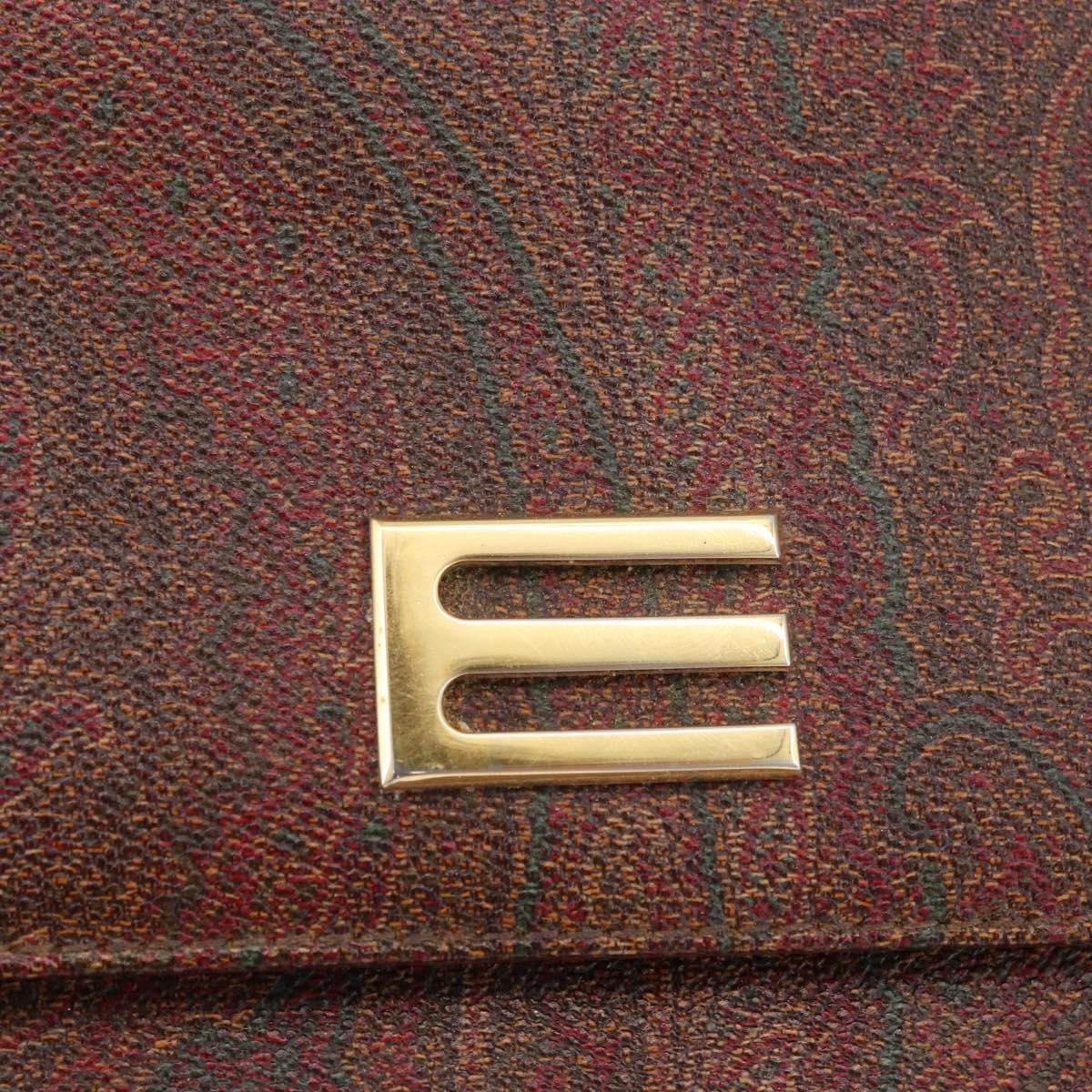 ETRO Paisley Hand Bag PVC Bordeaux Gold Auth am11139