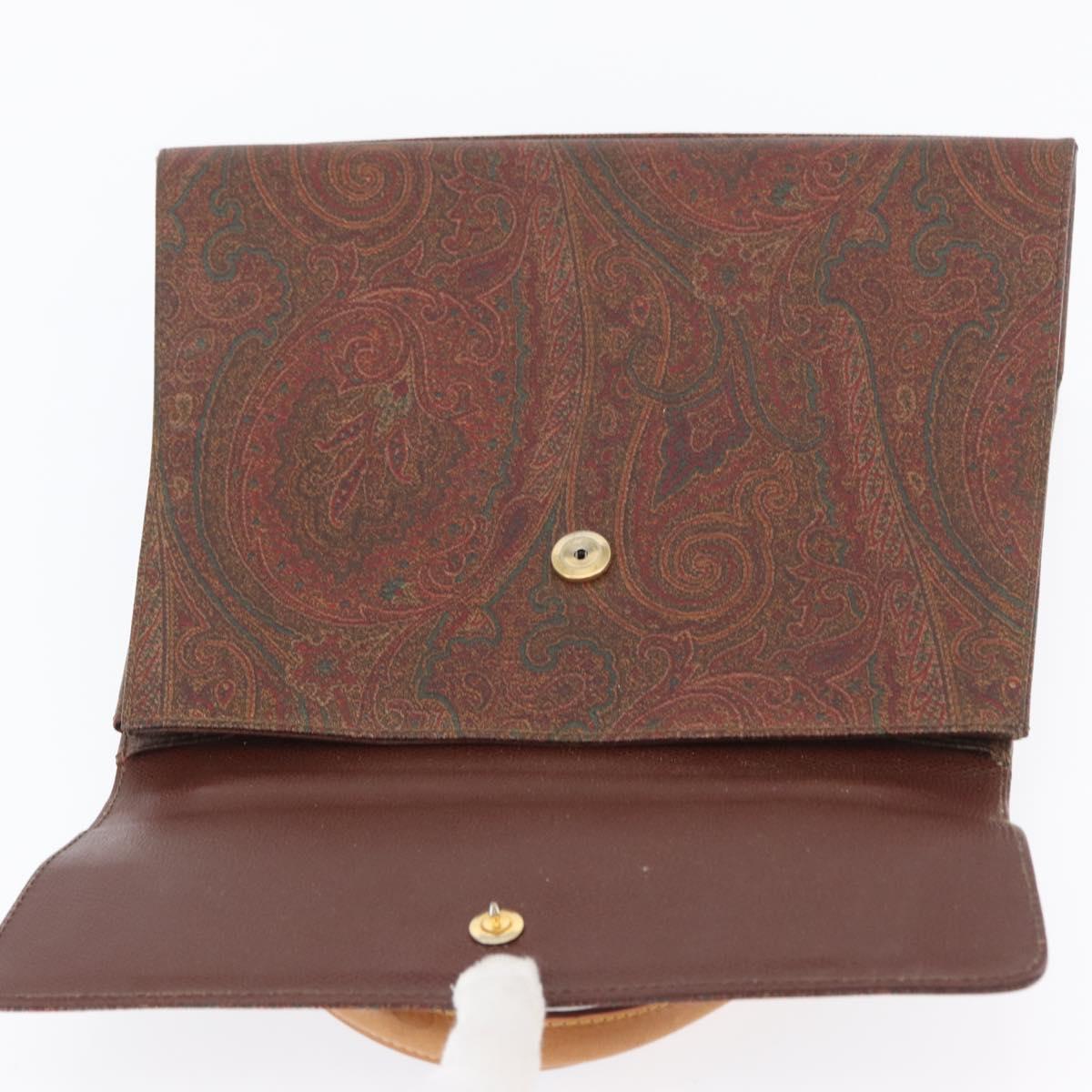 ETRO Paisley Hand Bag PVC Bordeaux Gold Auth am11139