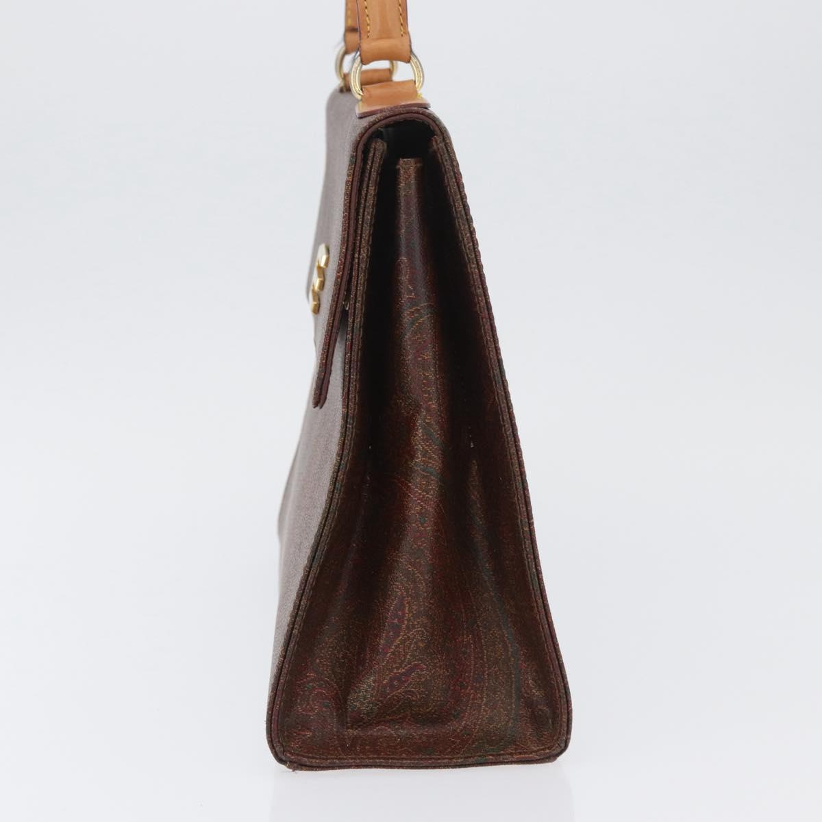 ETRO Paisley Hand Bag PVC Bordeaux Gold Auth am11139