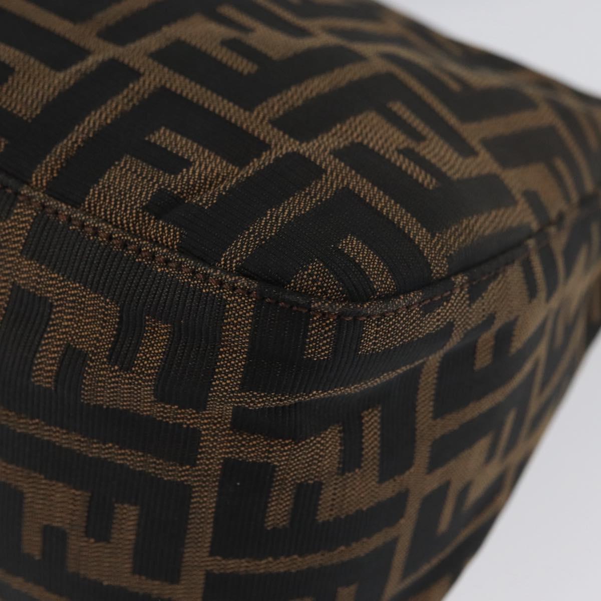 FENDI Zucca Canvas Mamma Baguette Shoulder Bag Brown Black Auth am11141A