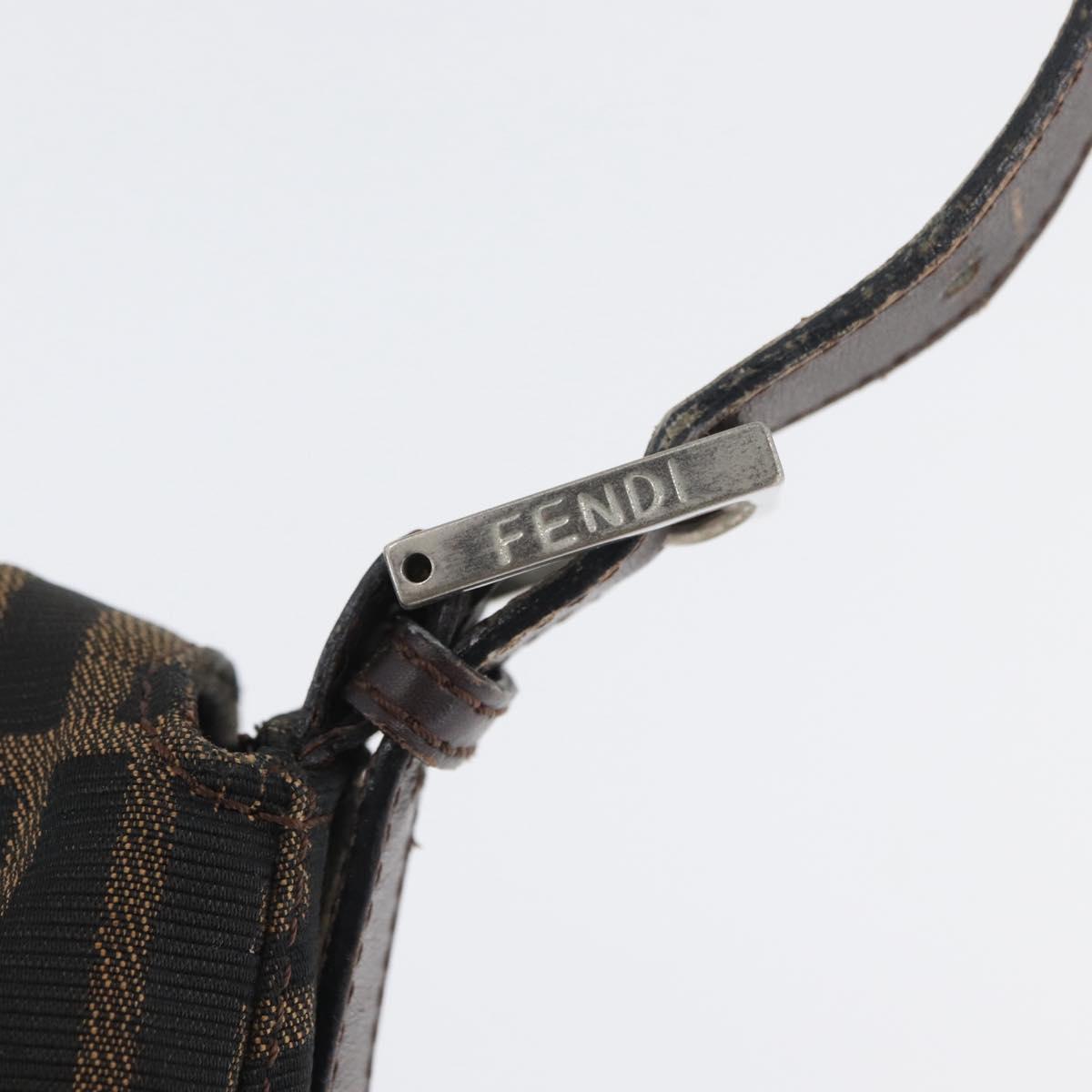 FENDI Zucca Canvas Mamma Baguette Shoulder Bag Brown Black Auth am11141A