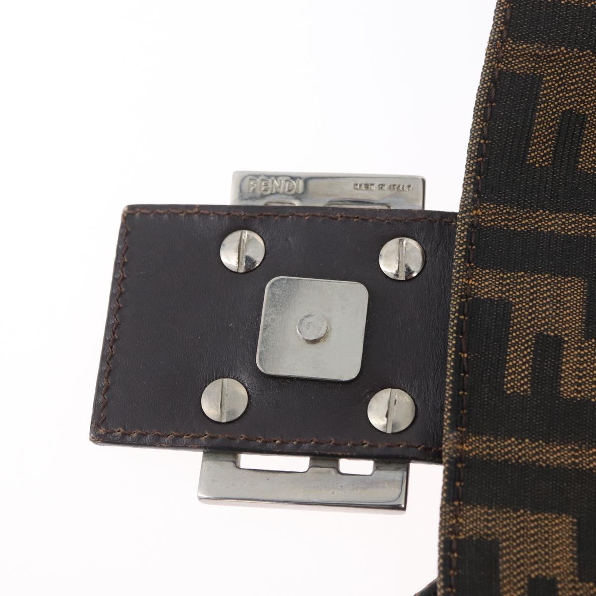 FENDI Zucca Canvas Mamma Baguette Shoulder Bag Brown Black Auth am11141A