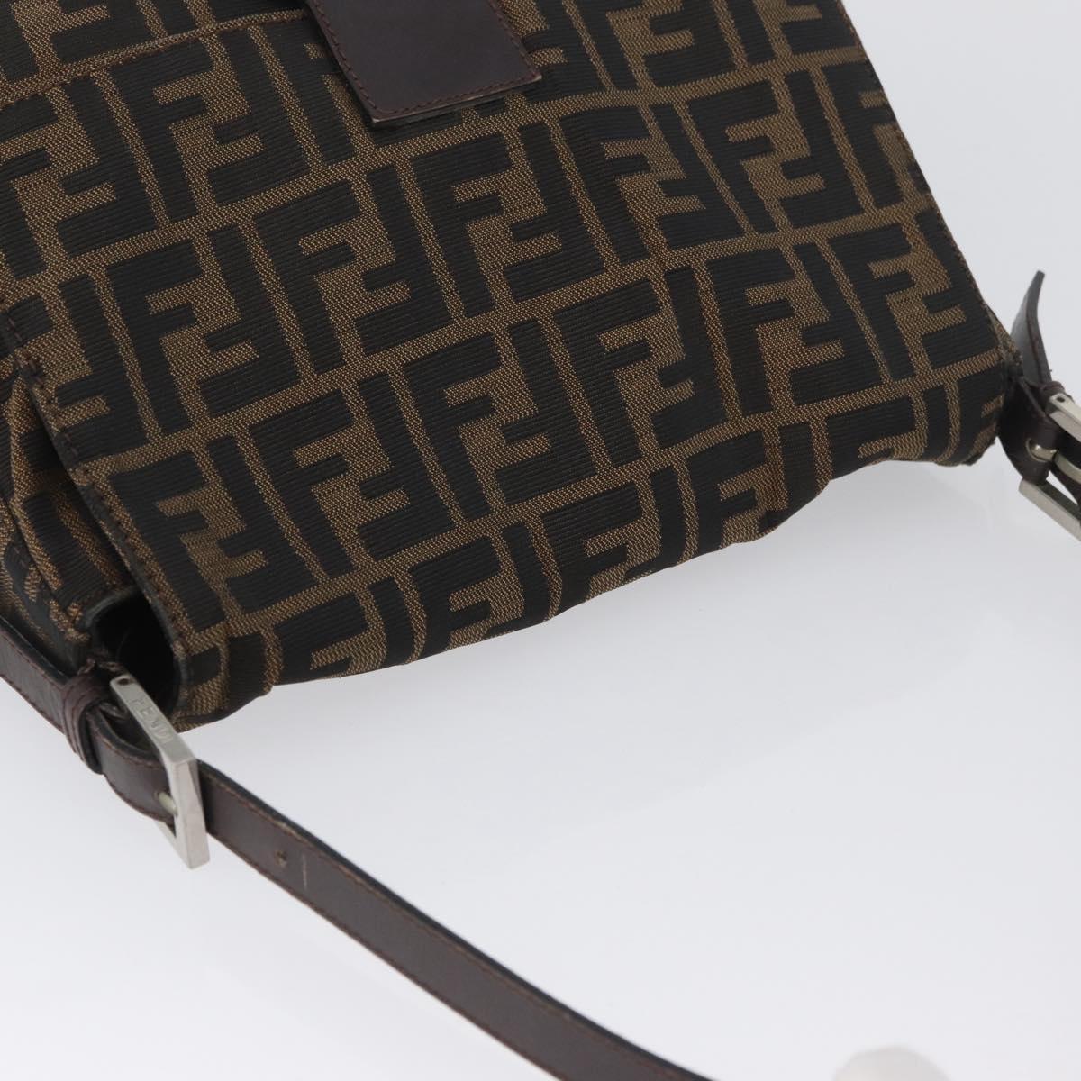 FENDI Zucca Canvas Mamma Baguette Shoulder Bag Brown Black Auth am11141A