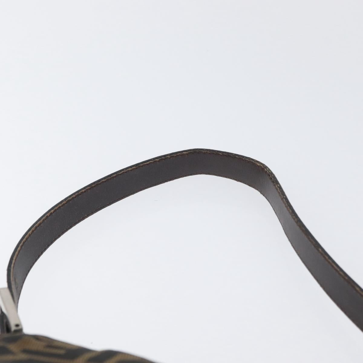 FENDI Zucca Canvas Mamma Baguette Shoulder Bag Brown Black Auth am11141A