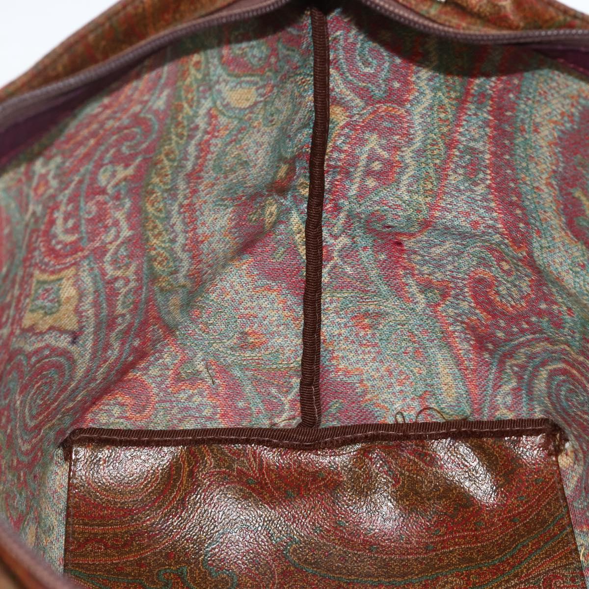 ETRO Paisley Tote Bag PVC Bordeaux Silver Auth am11145