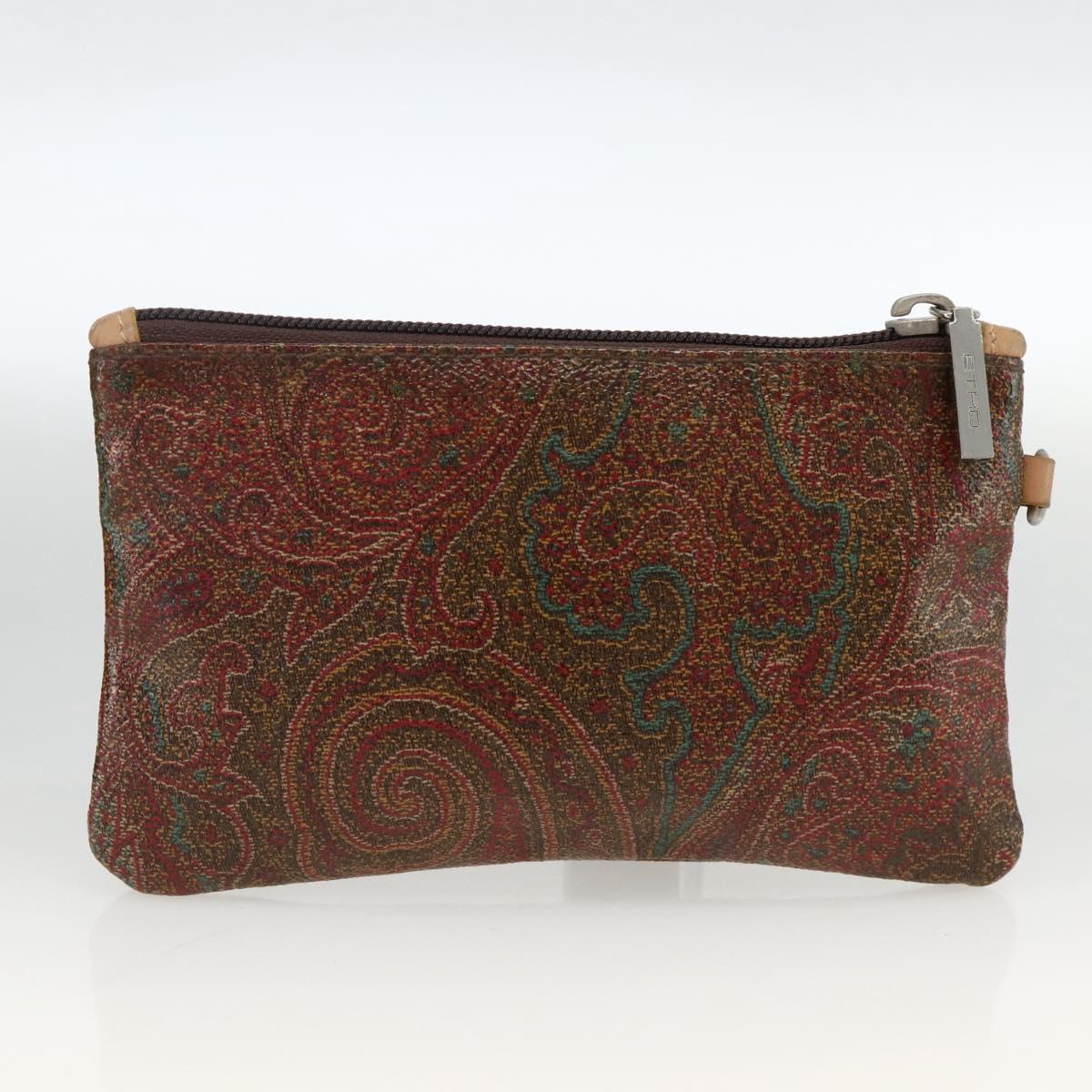 ETRO Paisley Tote Bag PVC Bordeaux Silver Auth am11145