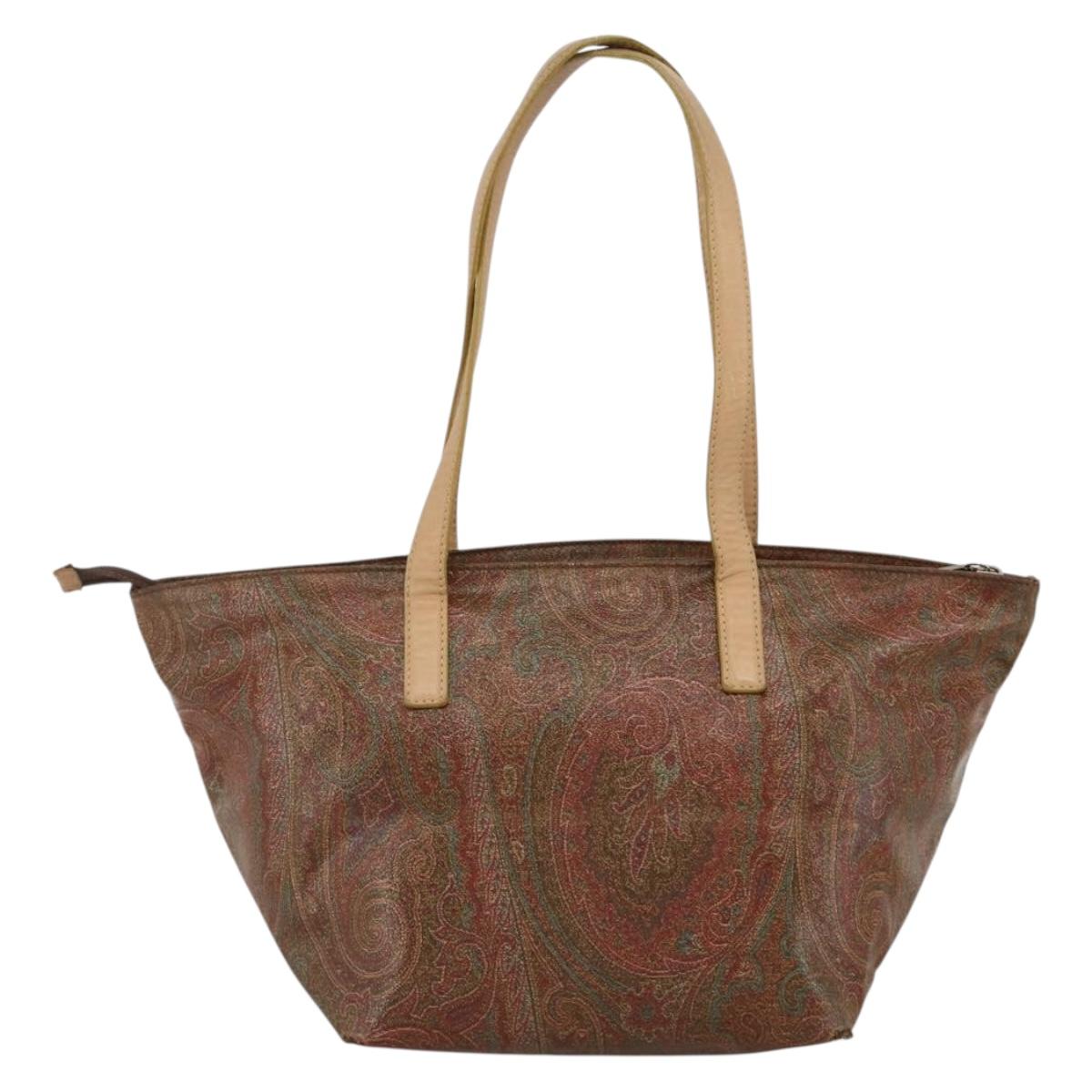 ETRO Paisley Tote Bag PVC Bordeaux Silver Auth am11145