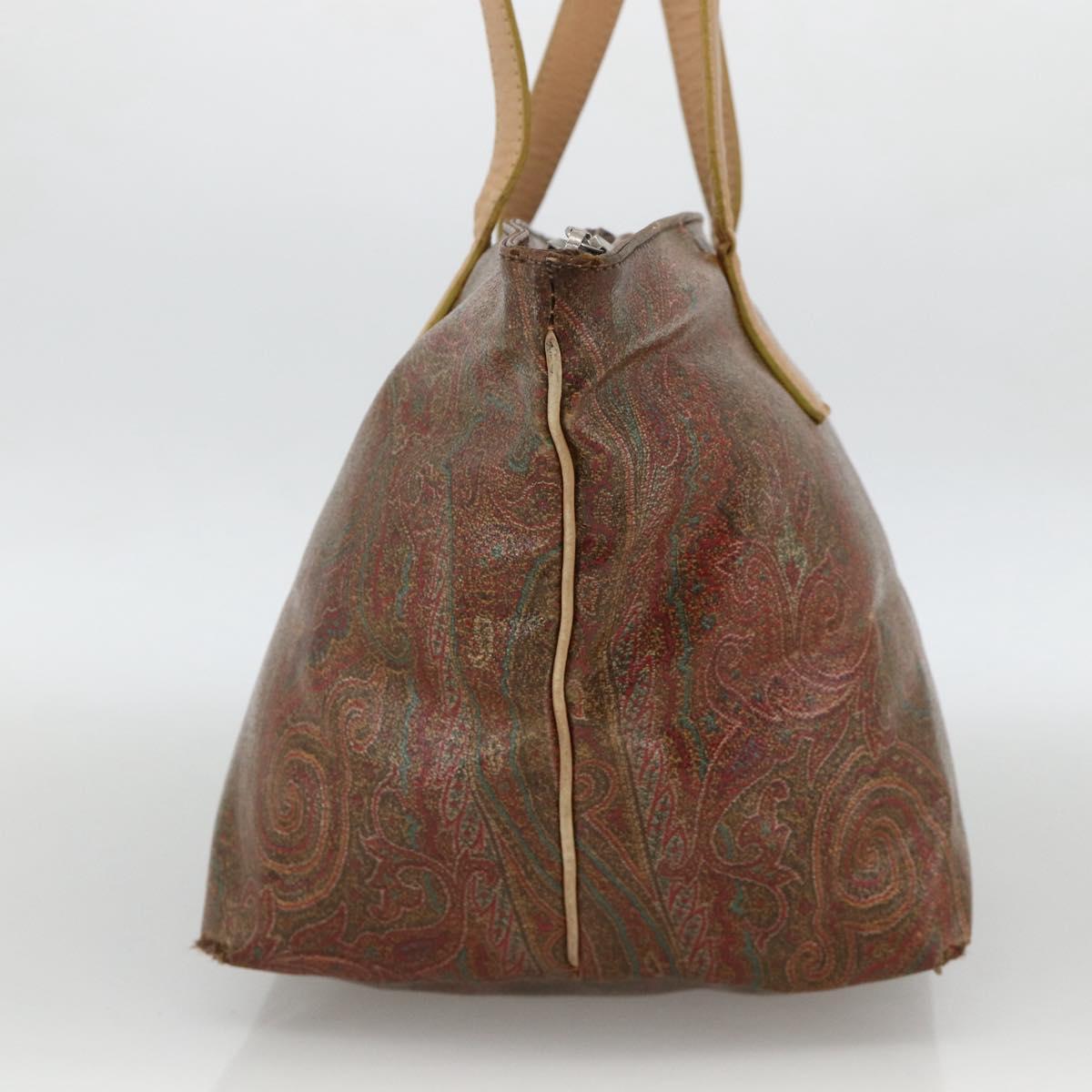 ETRO Paisley Tote Bag PVC Bordeaux Silver Auth am11145