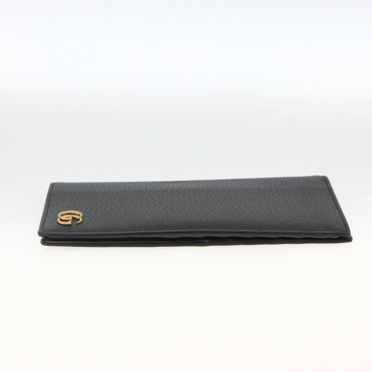 GUCCI GG Marmont Long Wallet Leather Black Gold 459133 Auth am11147A