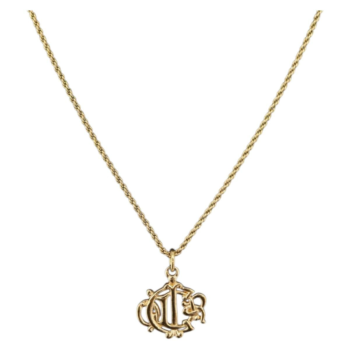 Christian Dior Necklace metal Gold Auth am11150V
