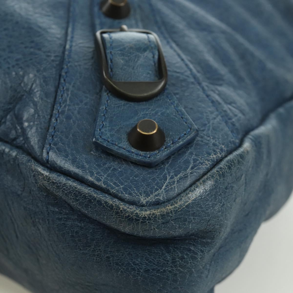 BALENCIAGA The Town Hand Bag Leather 2way Blue 240579 Auth am11151V