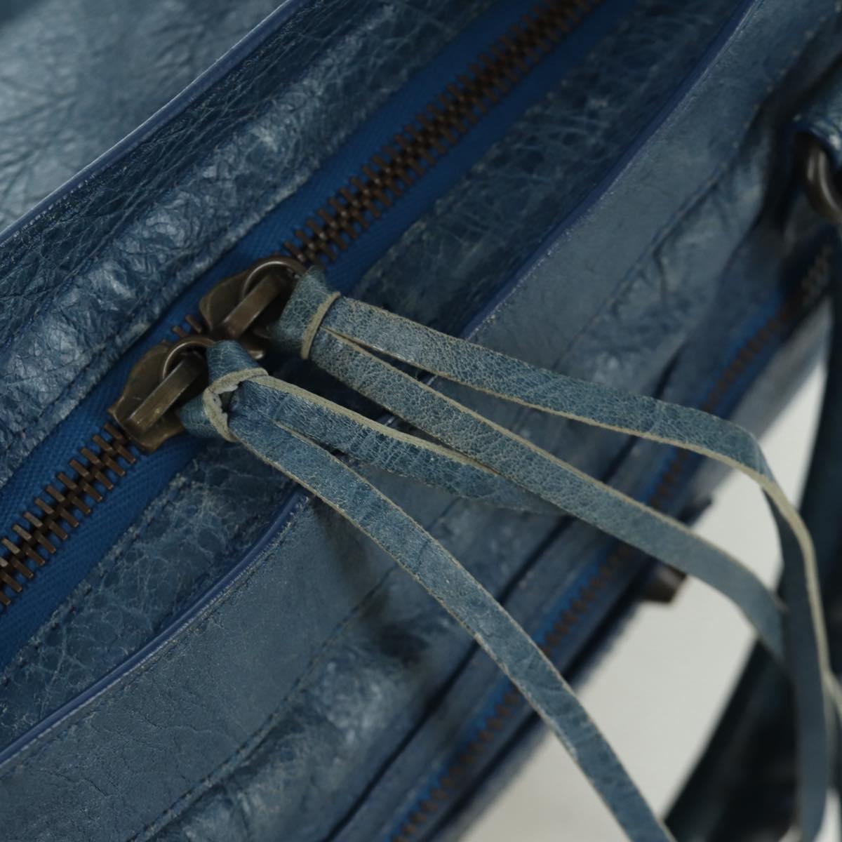 BALENCIAGA The Town Hand Bag Leather 2way Blue 240579 Auth am11151V