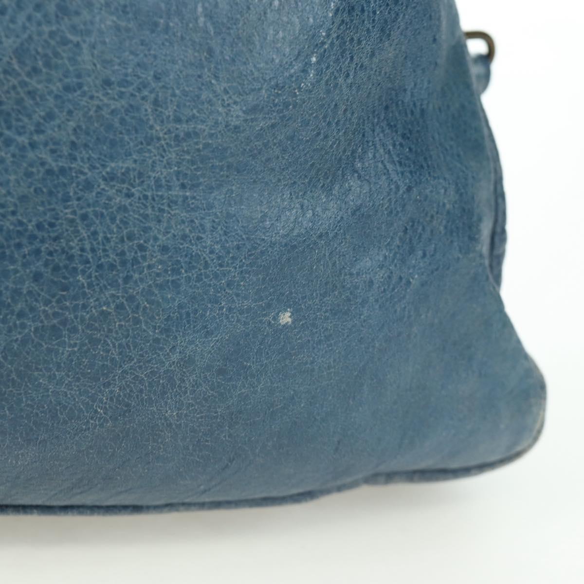 BALENCIAGA The Town Hand Bag Leather 2way Blue 240579 Auth am11151V