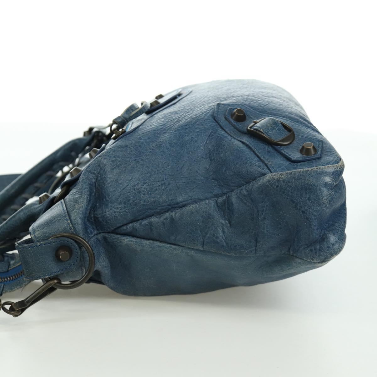 BALENCIAGA The Town Hand Bag Leather 2way Blue 240579 Auth am11151V