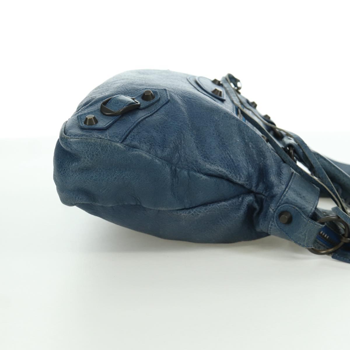 BALENCIAGA The Town Hand Bag Leather 2way Blue 240579 Auth am11151V