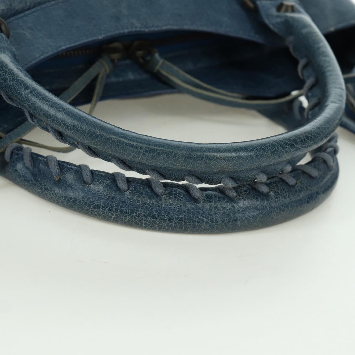 BALENCIAGA The Town Hand Bag Leather 2way Blue 240579 Auth am11151V