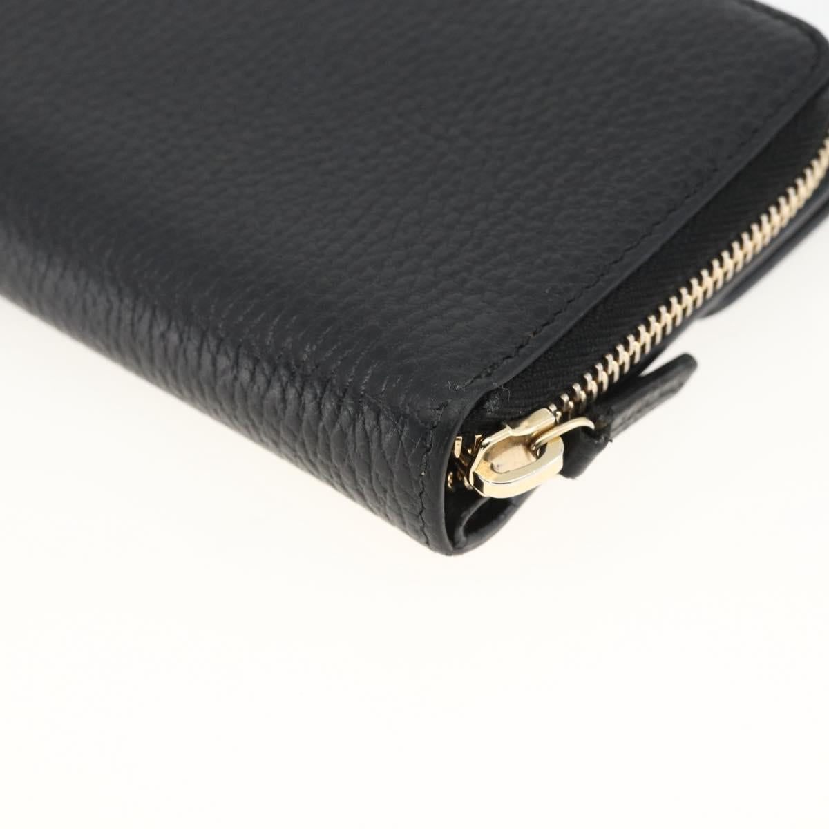 GUCCI Round Long Wallet Leather outlet Black Gold 449397 Auth am11154A