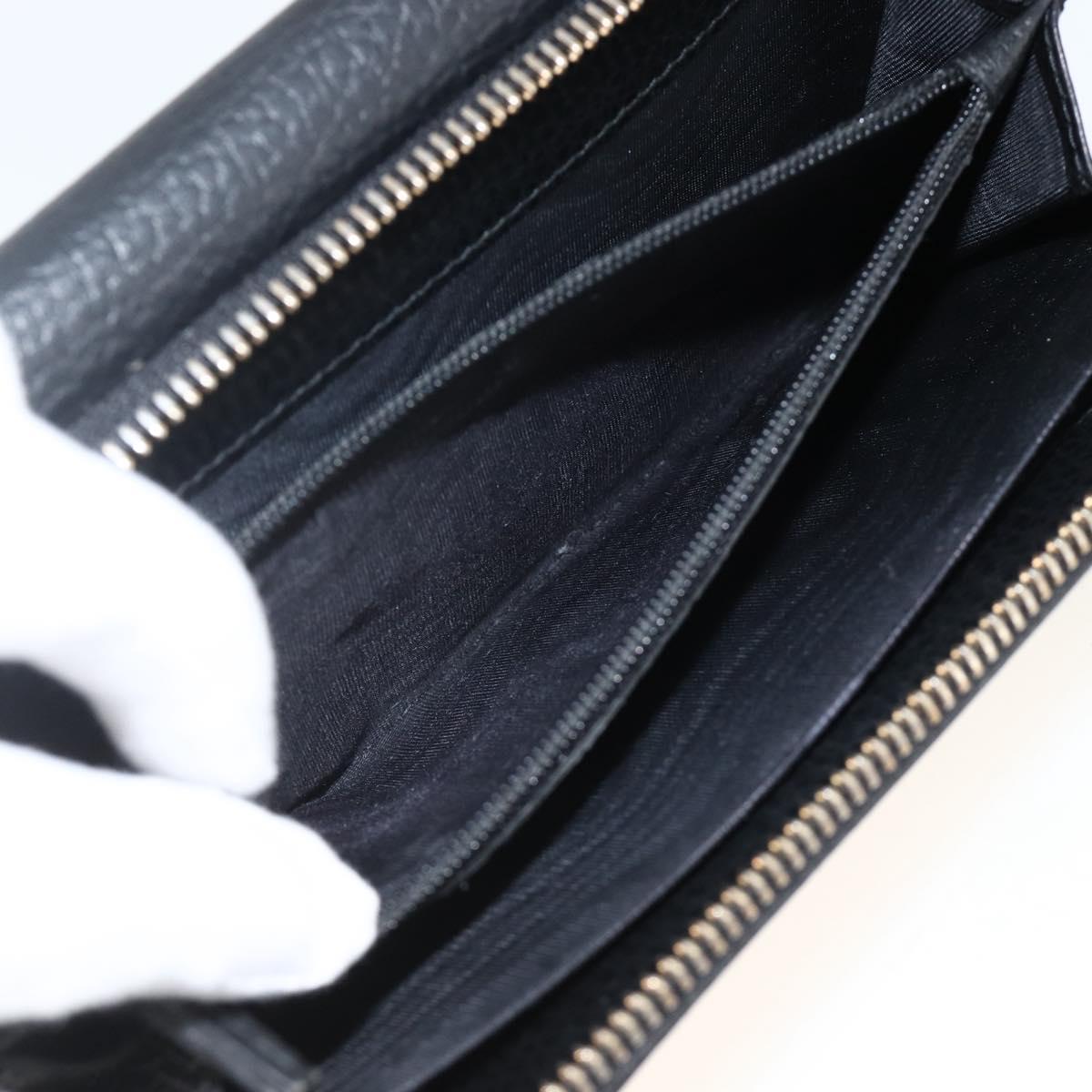 GUCCI Round Long Wallet Leather outlet Black Gold 449397 Auth am11154A