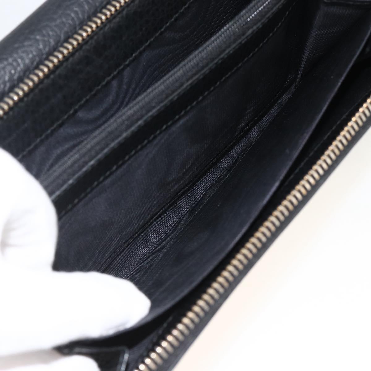 GUCCI Round Long Wallet Leather outlet Black Gold 449397 Auth am11154A