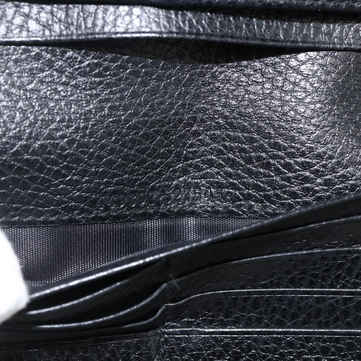 GUCCI Round Long Wallet Leather outlet Black Gold 449397 Auth am11154A