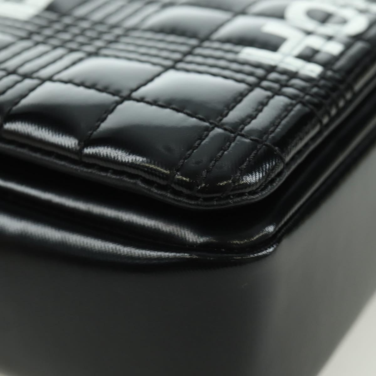 BURBERRY Roller Chain Shoulder Bag Leather Black Silver Auth am11155V