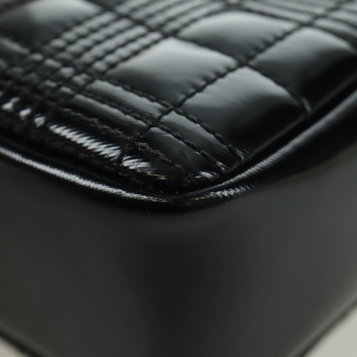 BURBERRY Roller Chain Shoulder Bag Leather Black Silver Auth am11155V