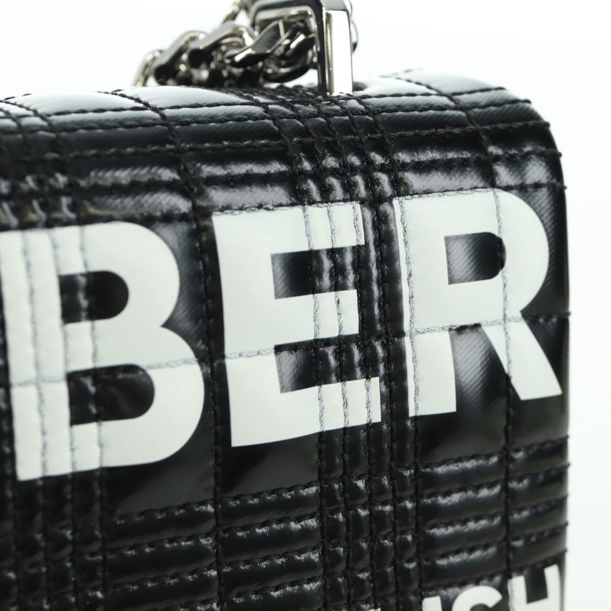 BURBERRY Roller Chain Shoulder Bag Leather Black Silver Auth am11155V