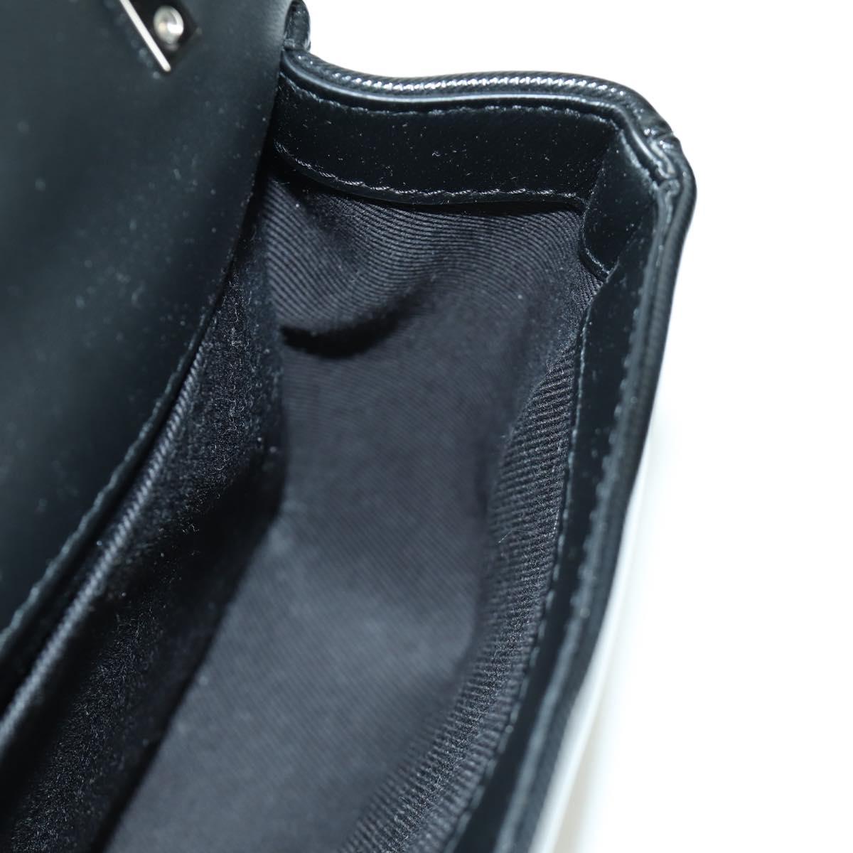 BURBERRY Roller Chain Shoulder Bag Leather Black Silver Auth am11155V