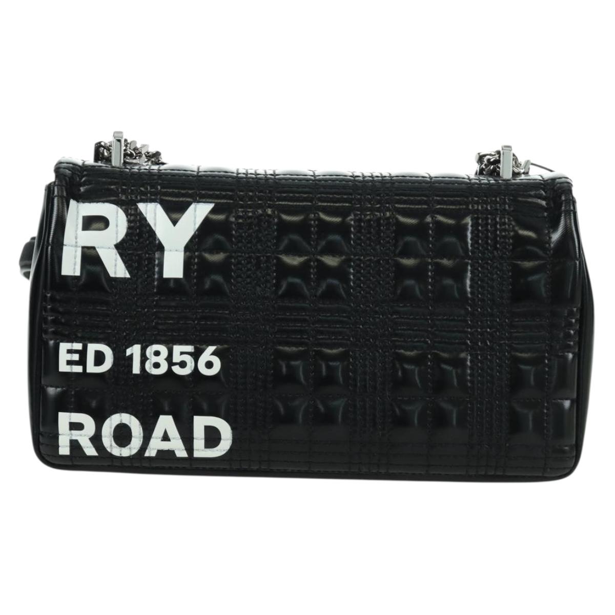 BURBERRY Roller Chain Shoulder Bag Leather Black Silver Auth am11155V