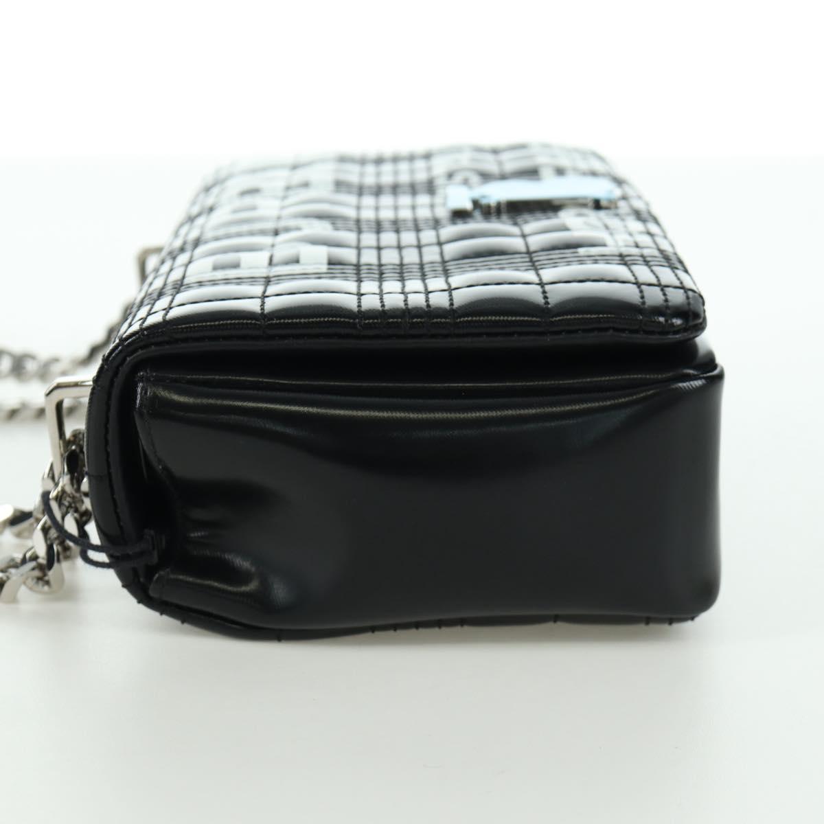 BURBERRY Roller Chain Shoulder Bag Leather Black Silver Auth am11155V