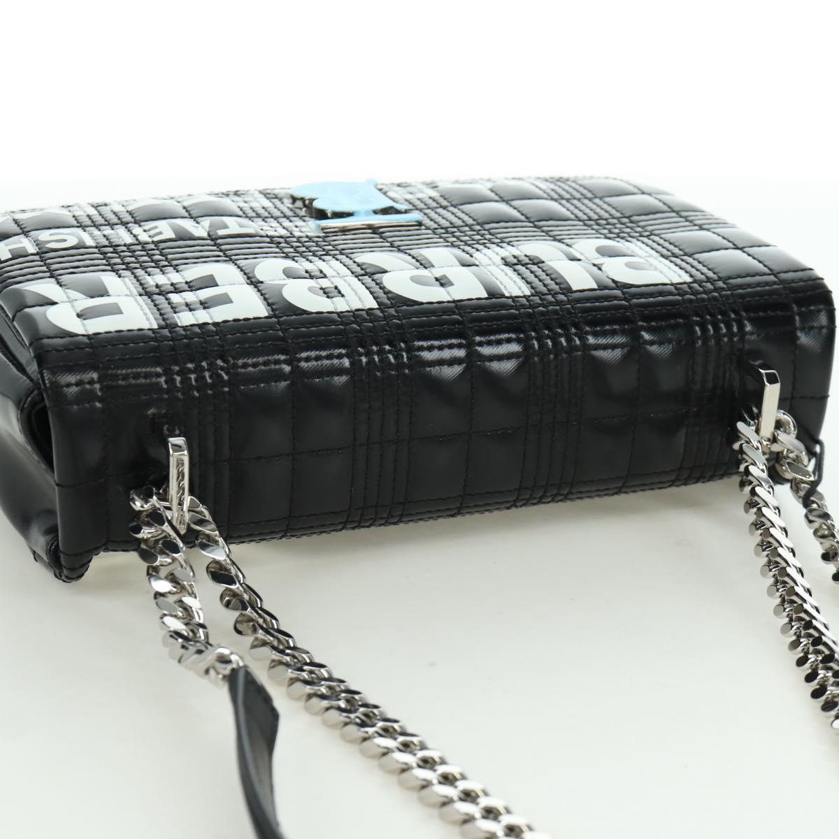 BURBERRY Roller Chain Shoulder Bag Leather Black Silver Auth am11155V