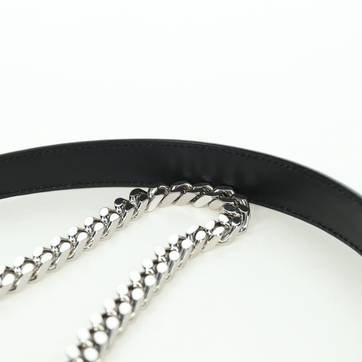 BURBERRY Roller Chain Shoulder Bag Leather Black Silver Auth am11155V