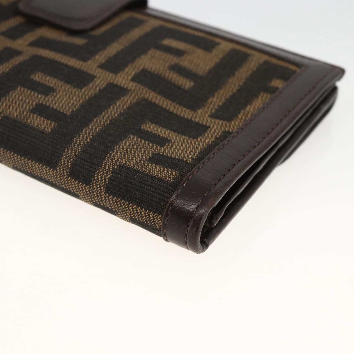 FENDI Zucca Canvas Long Wallet Black Brown Auth am11162A