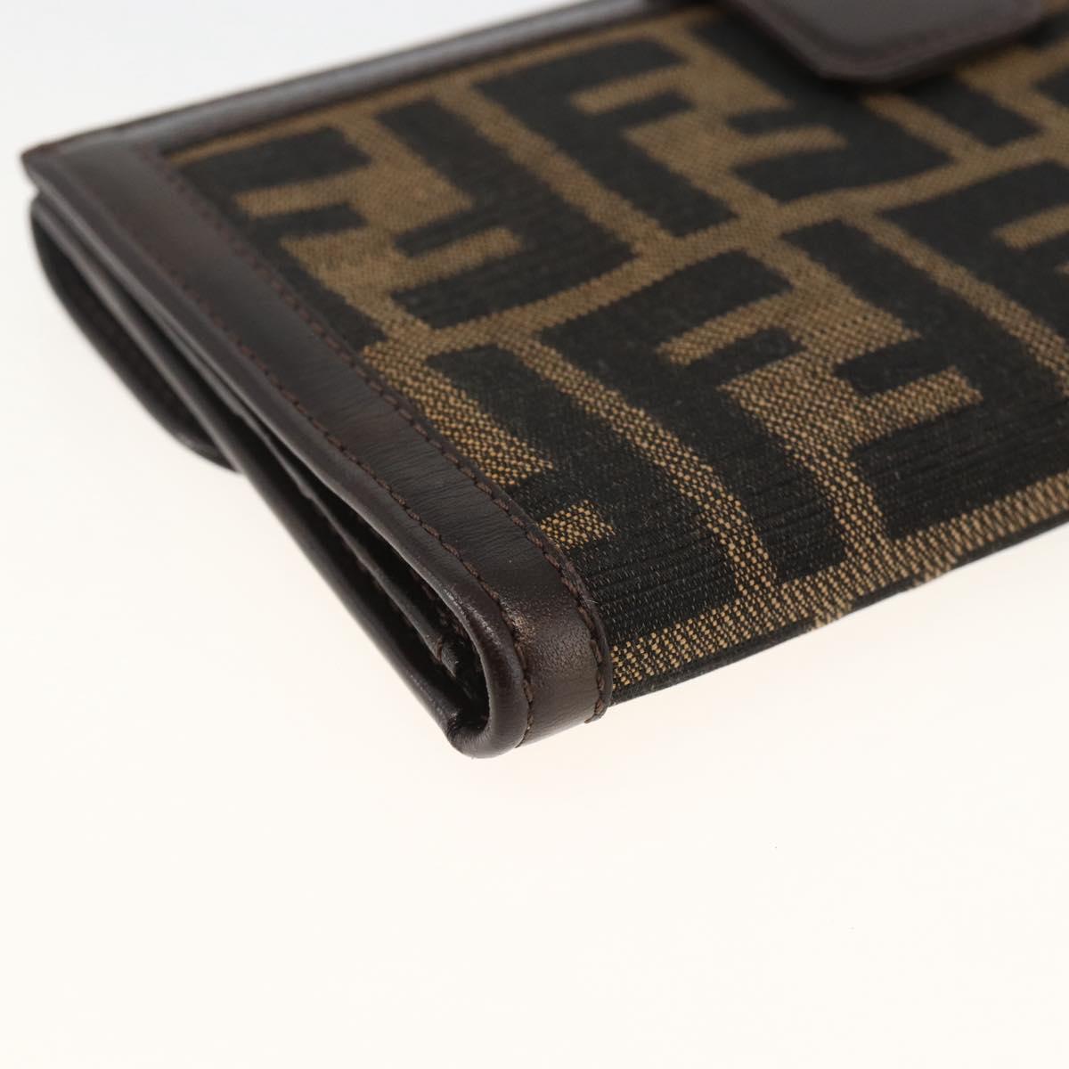 FENDI Zucca Canvas Long Wallet Black Brown Auth am11162A