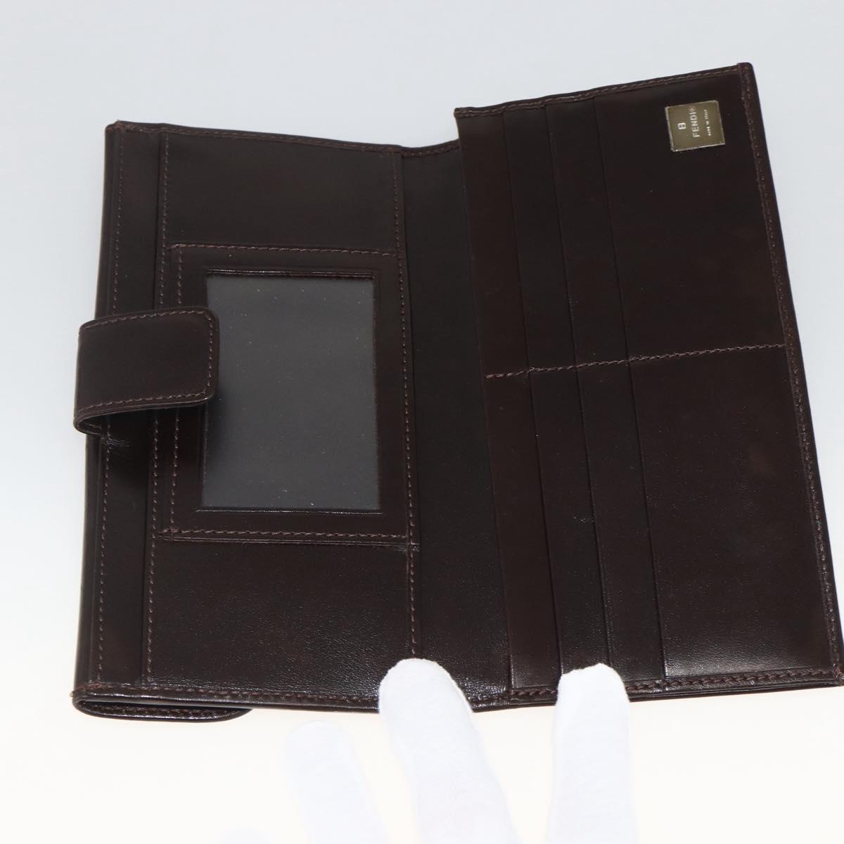FENDI Zucca Canvas Long Wallet Black Brown Auth am11162A