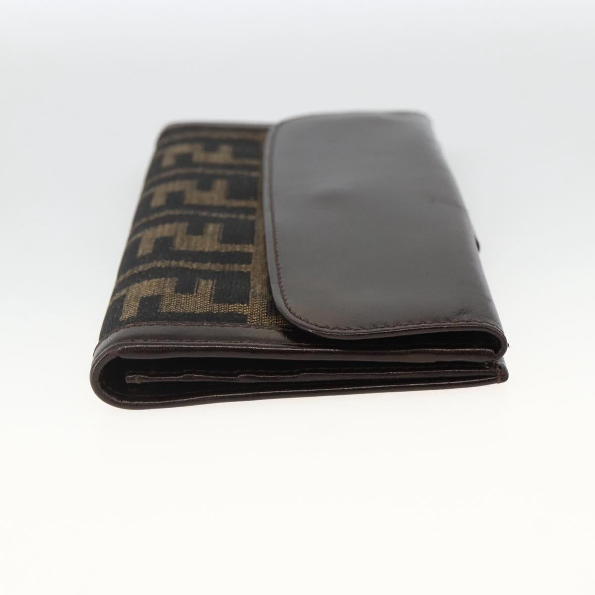 FENDI Zucca Canvas Long Wallet Black Brown Auth am11162A