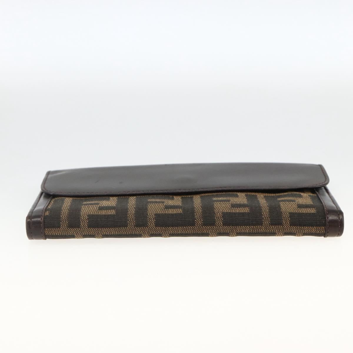 FENDI Zucca Canvas Long Wallet Black Brown Auth am11162A