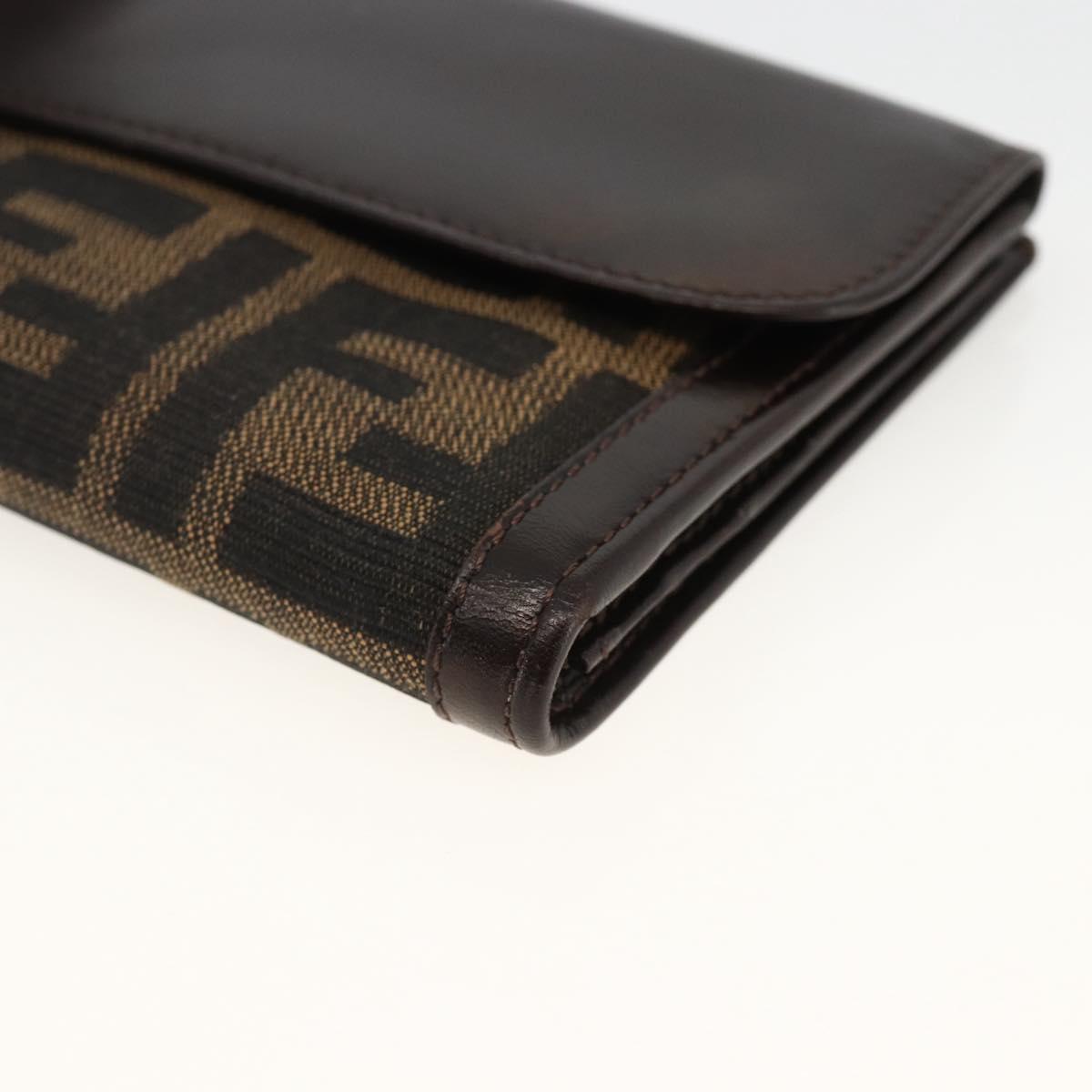 FENDI Zucca Canvas Long Wallet Black Brown Auth am11162A