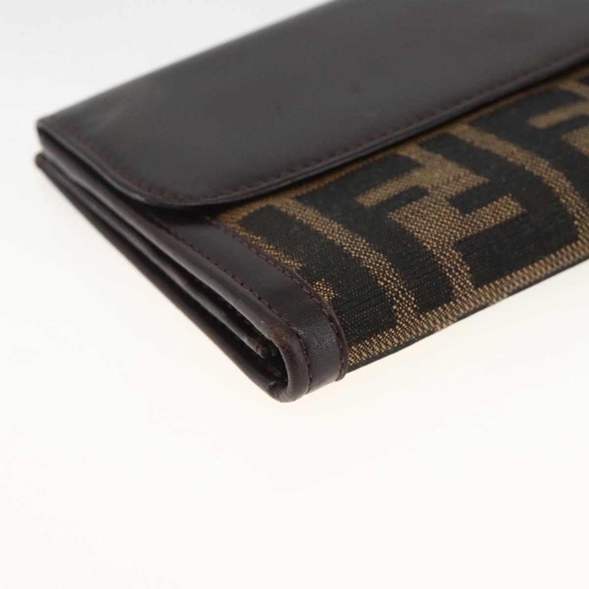 FENDI Zucca Canvas Long Wallet Black Brown Auth am11162A