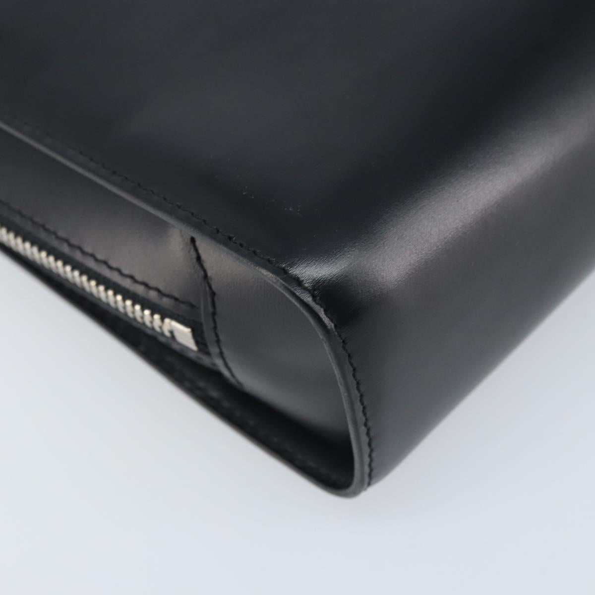 CARTIER Pasha Clutch Bag Leather Silver Black Auth am11169A