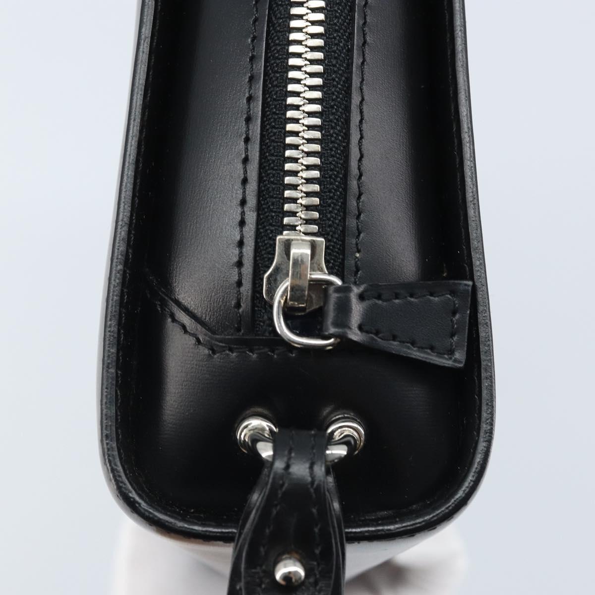 CARTIER Pasha Clutch Bag Leather Silver Black Auth am11169A