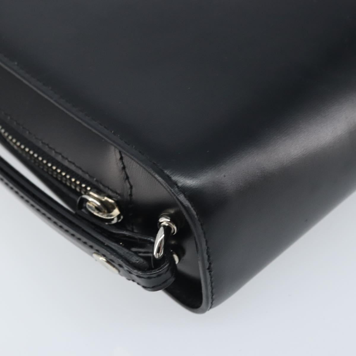 CARTIER Pasha Clutch Bag Leather Silver Black Auth am11169A