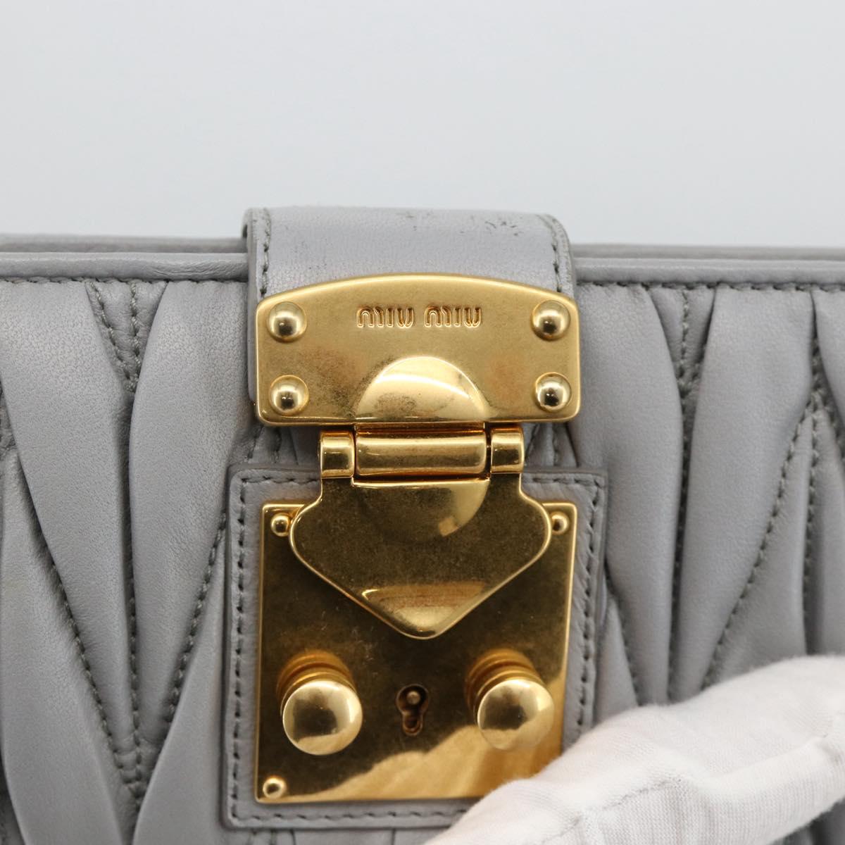 Miu Miu Matelasse Lady Rock Long Wallet Leather Gray Auth am11170A