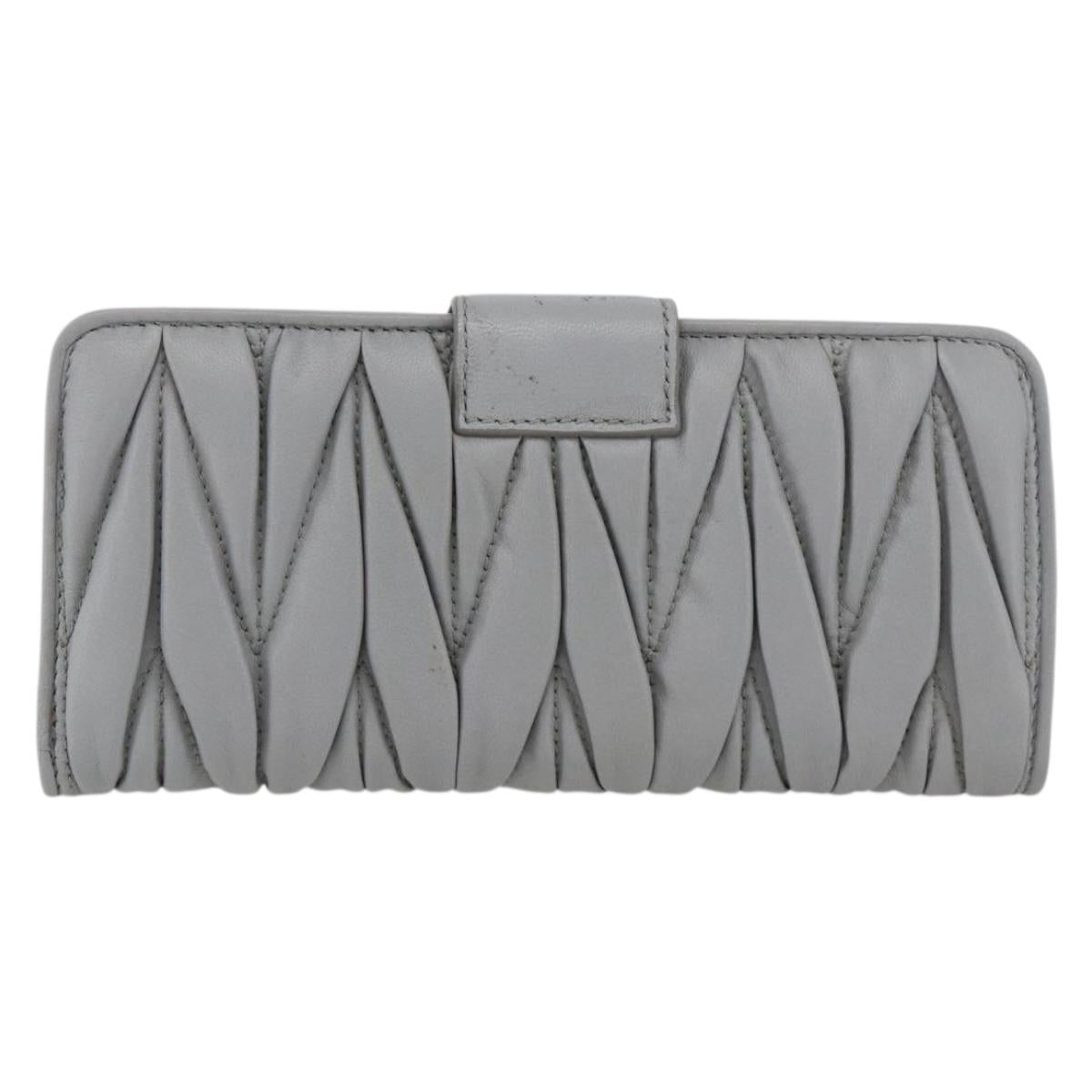 Miu Miu Matelasse Lady Rock Long Wallet Leather Gray Auth am11170A