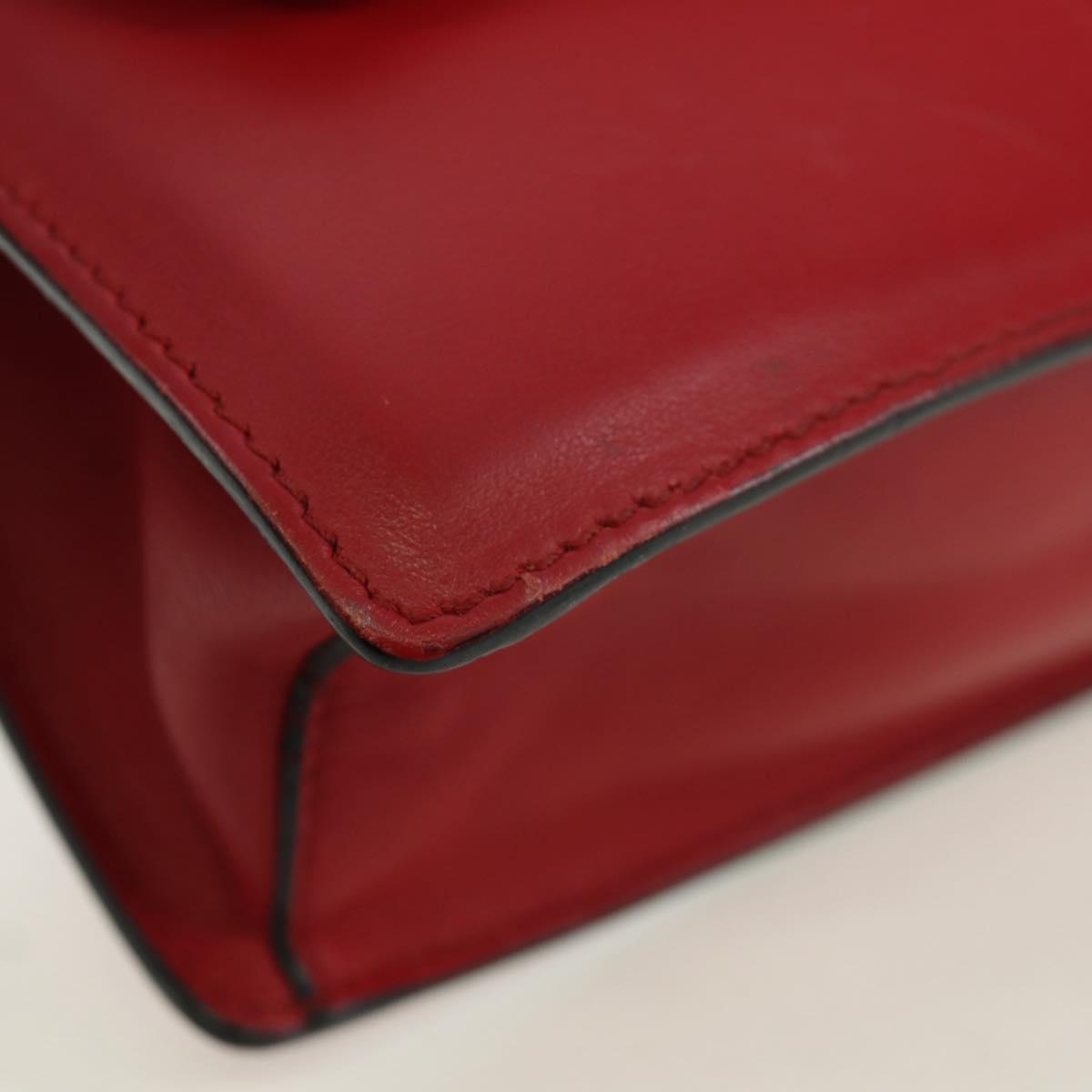 PRADA Electra Studs Chain Shoulder Bag Leather Red Silver Auth am11175V