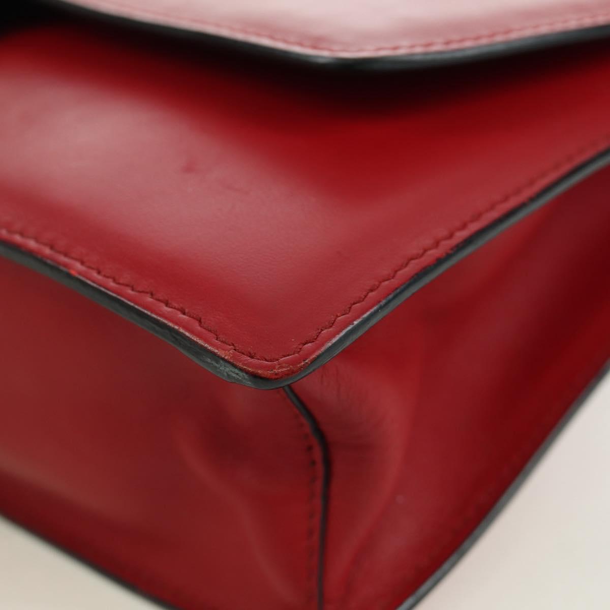 PRADA Electra Studs Chain Shoulder Bag Leather Red Silver Auth am11175V