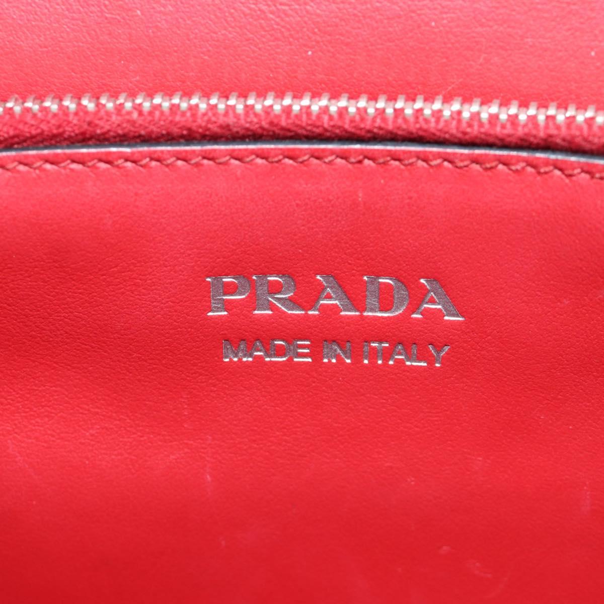PRADA Electra Studs Chain Shoulder Bag Leather Red Silver Auth am11175V